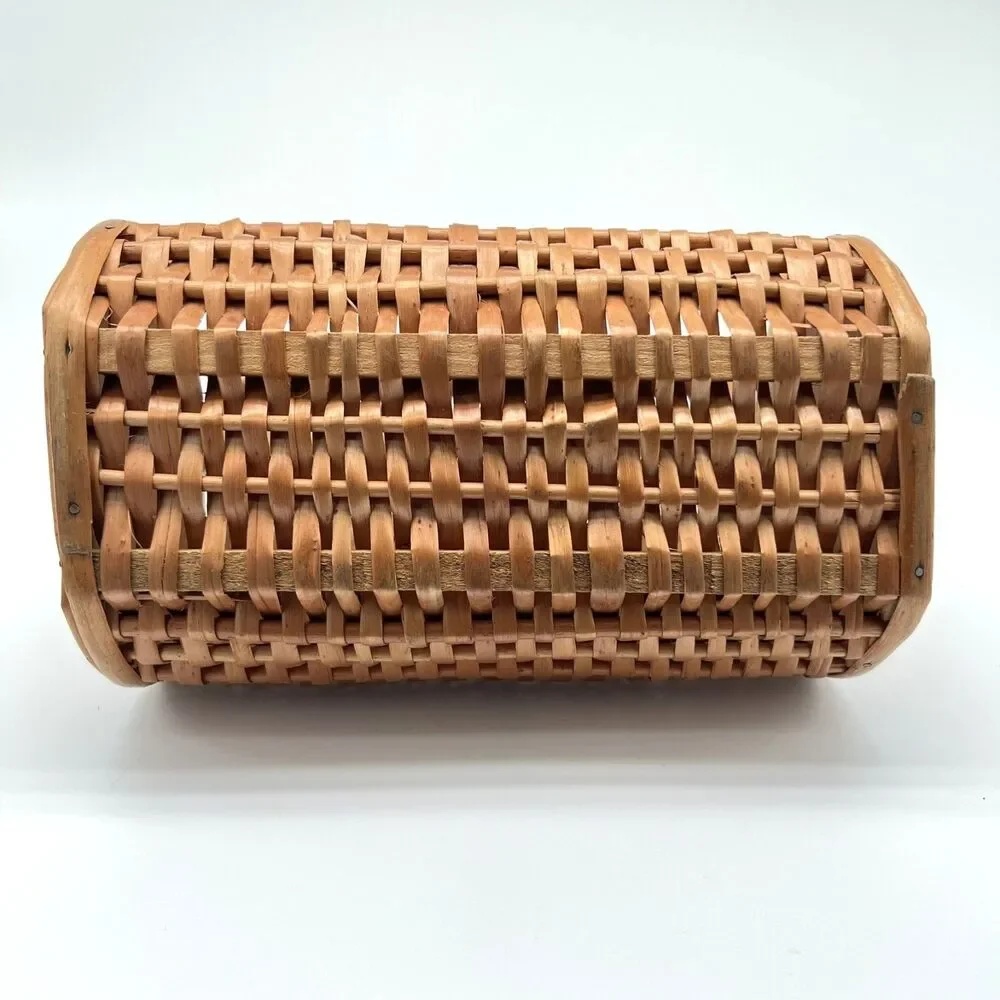 Vintage Wicker Basket Handbag Floral Accent Purse Cottagecore Garden Party 1950s